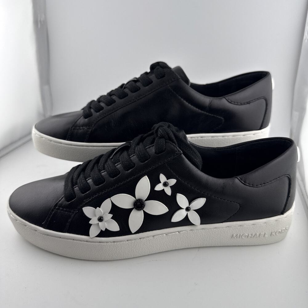 Michael Kors Women's Lola Leather Low Top Fashion Sneaker Black, Size 7M NEW - Picture 5 of 12